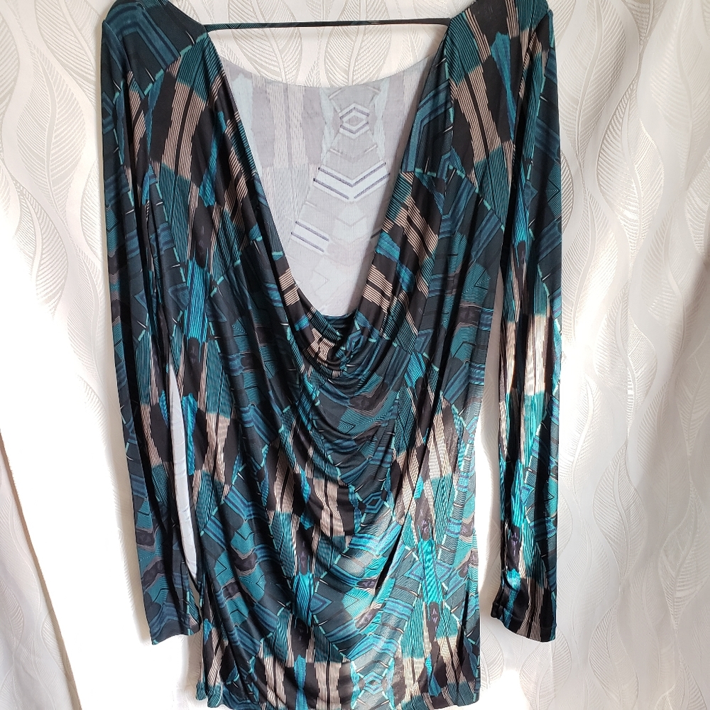 Dolce Vita Cowl Draped Back Long Sleeve Mini Dress